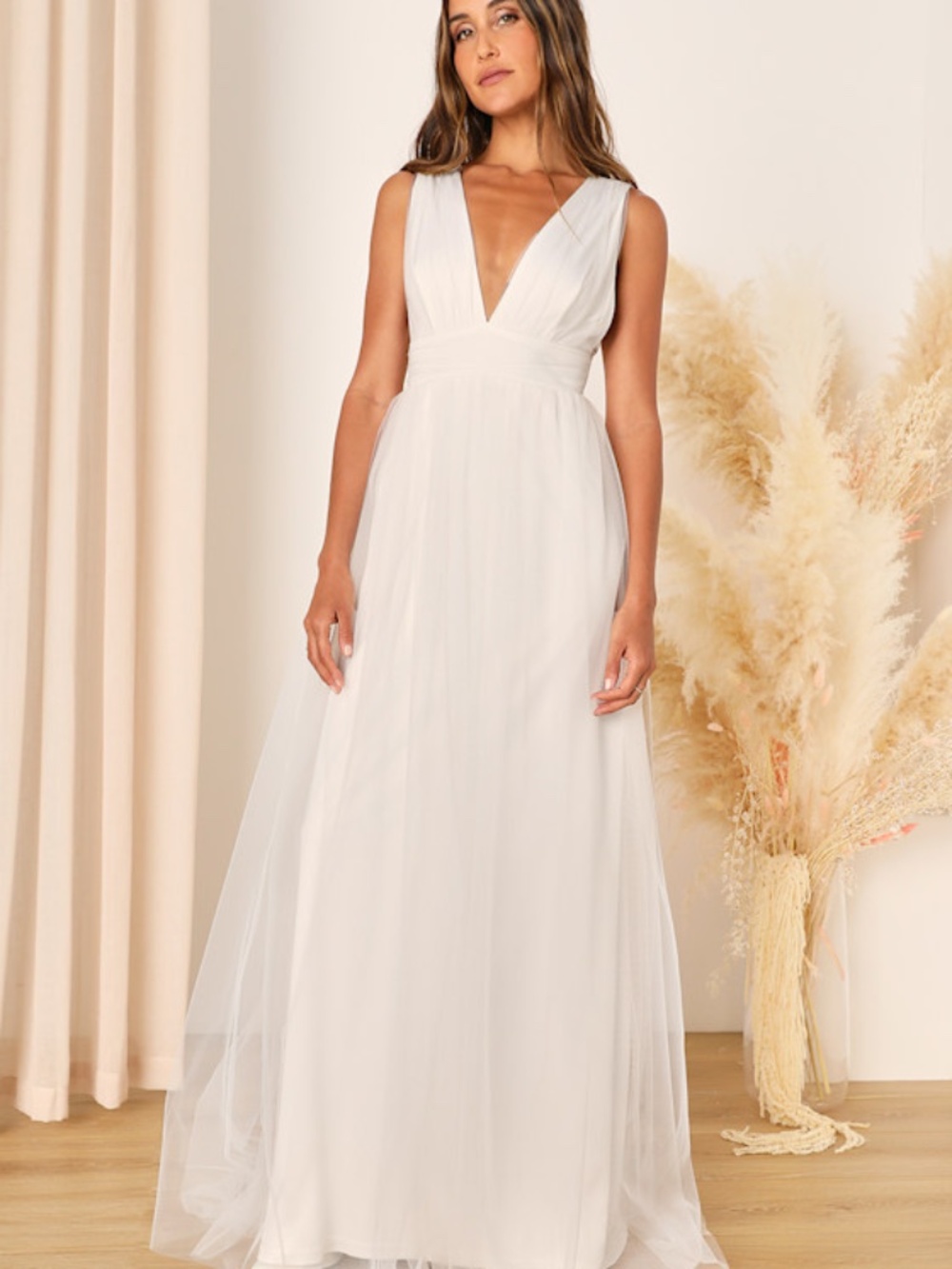 Lulus Heavenly Hues White Tulle Sleeveless Maxi Dress - Size S